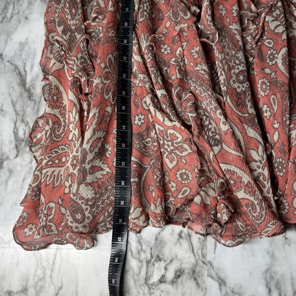 Charter Club Skirt Womens 6 Silk Boho Gypsy 90s Fairy Grunge Peasant Floral FLAW - Picture 5 of 9